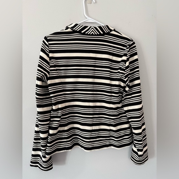 Loft Blazer Button Down Top Striped Black White Size M Soft Comfy Fancy - Picture 9 of 9